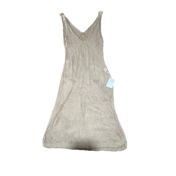 XunZrun mesh open knit tank coverup dress boho minimalist Beach Size M Tan NWT - Picture 1 of 8